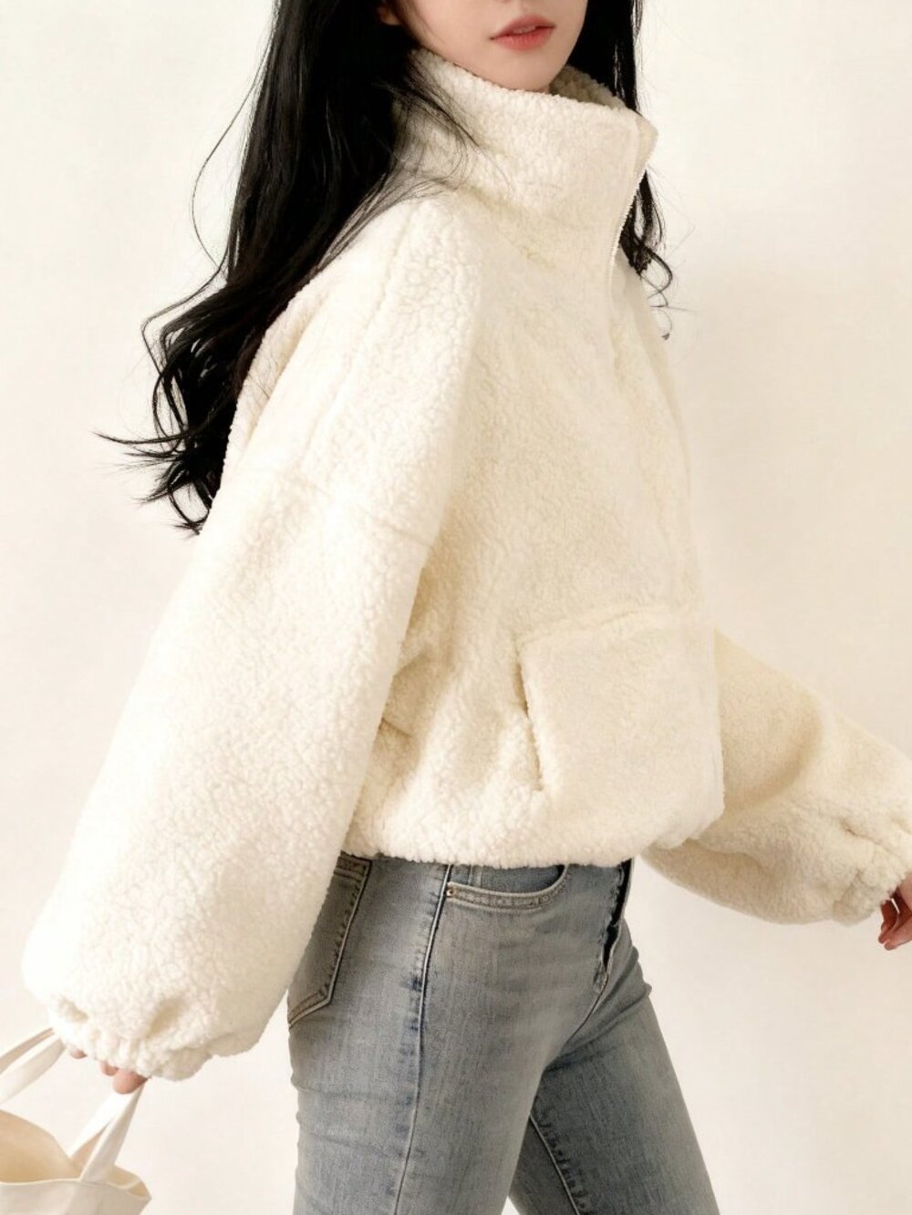 Apricot Casual Women's Elegant Zip-Up Short Teddy Coat - Picture 8 of 11